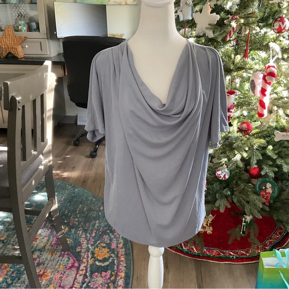 Green Envelope Tops - Green Envelope Soft Gray Drape Blouse
